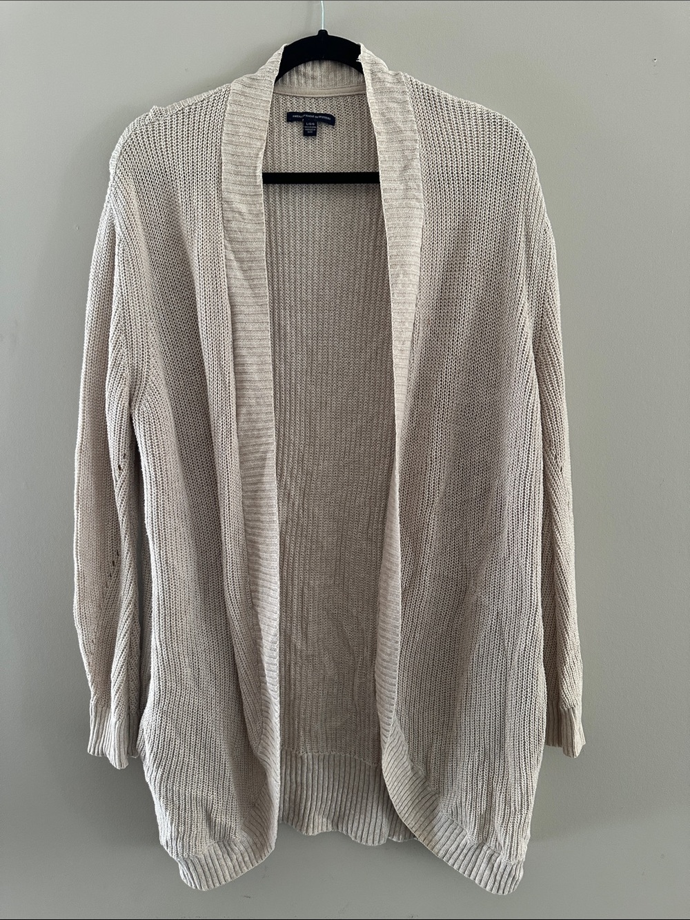 American Eagle Outfitters Light Beige Open-Front Knit Cardigan